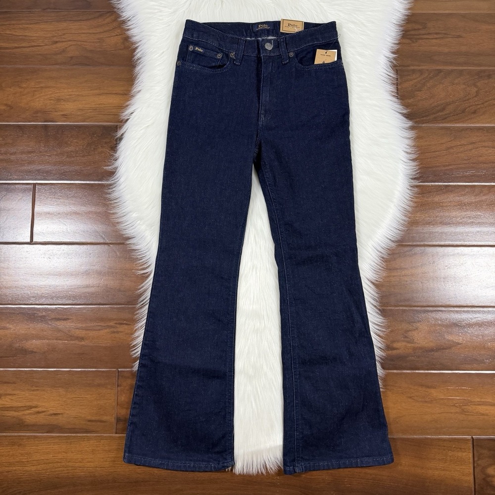 Polo Ralph Lauren Girls Size 12 Dark Wash Indigo Madison Flare Denim Jeans